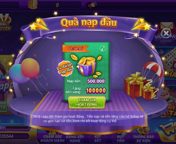 Quà nạp lần đầu v99win